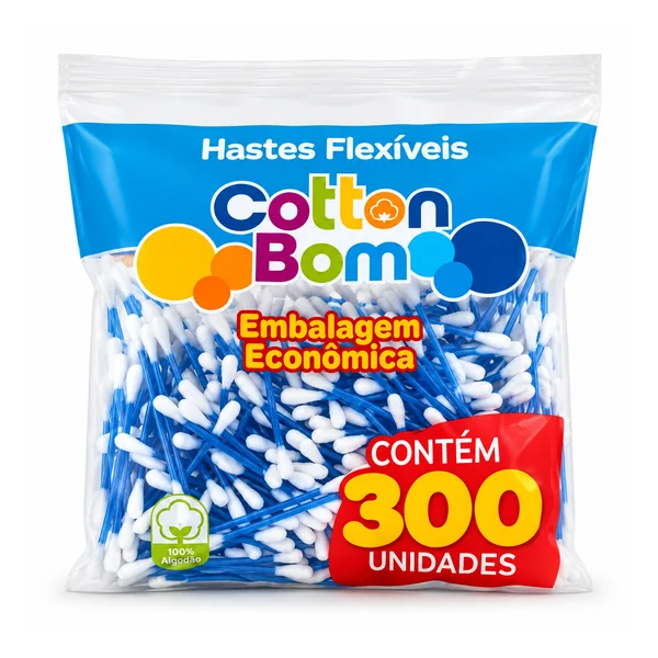 Cottonbom Hastes Flexíveis — 300 unidades